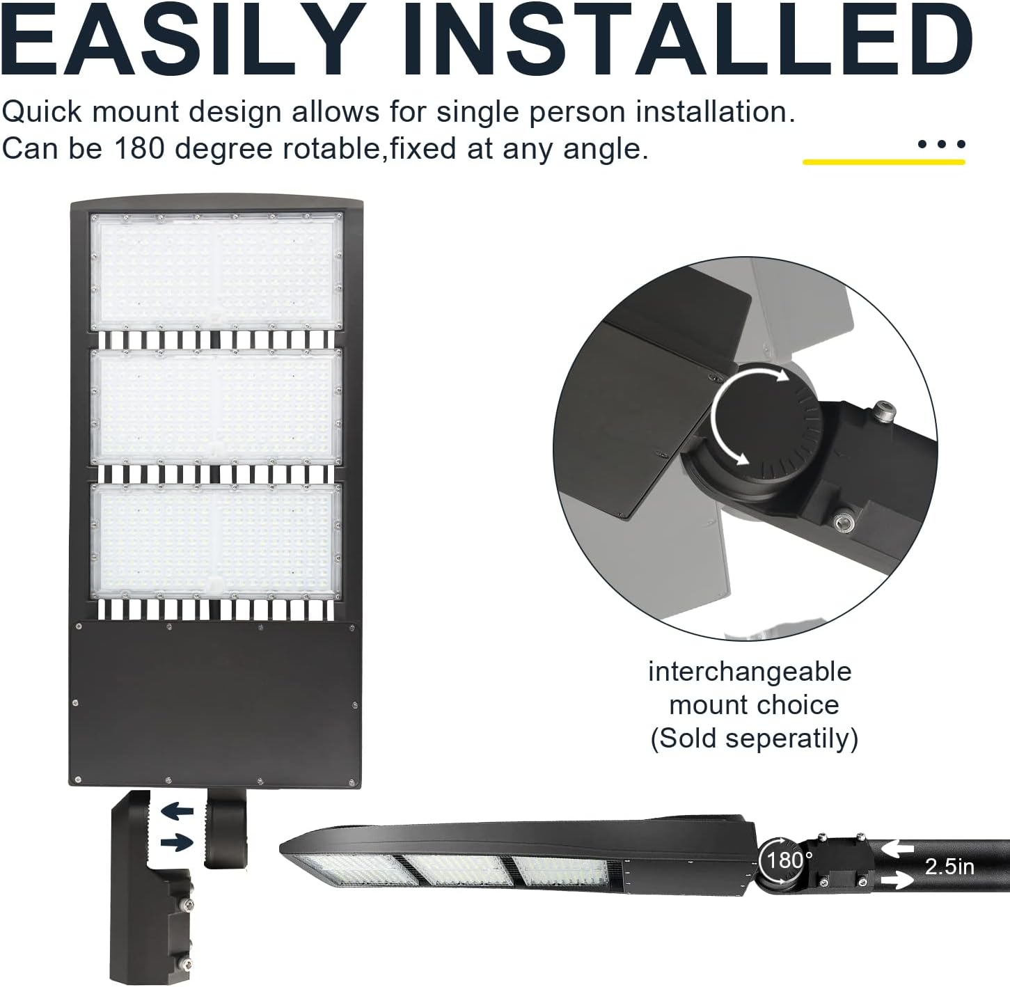 450W LED Parking Lot Light, 63000LM 5000K LED Shoebox Area Light, 0-10V Dimmable Commercial Outdoor Street Lighting (1500W HID/HPS Equivalent), IP65 20KV Surge Protection, AC100-277V UL Listed