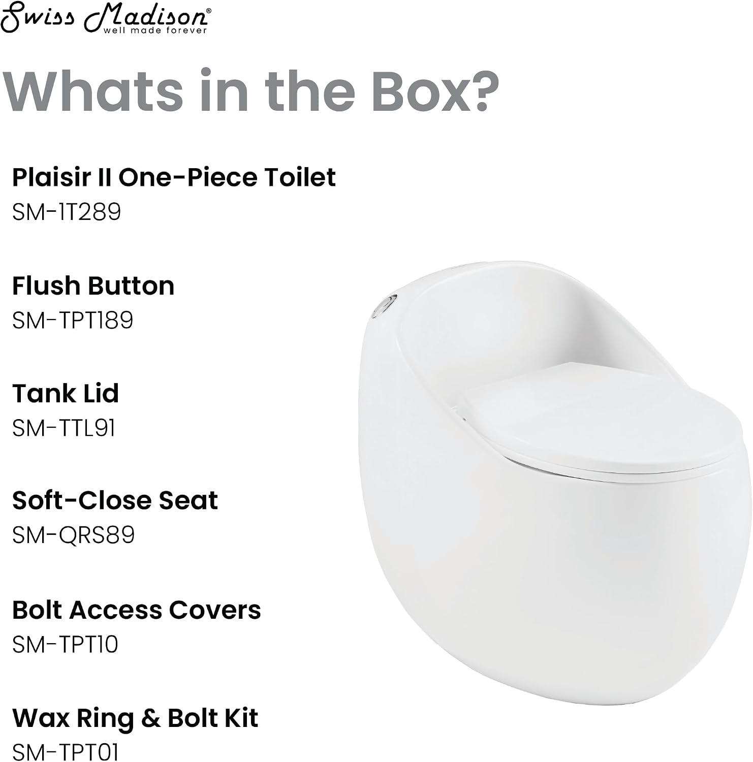 Plaisir II One-Piece Elongated Toilet Top Flush 1.28 GPF