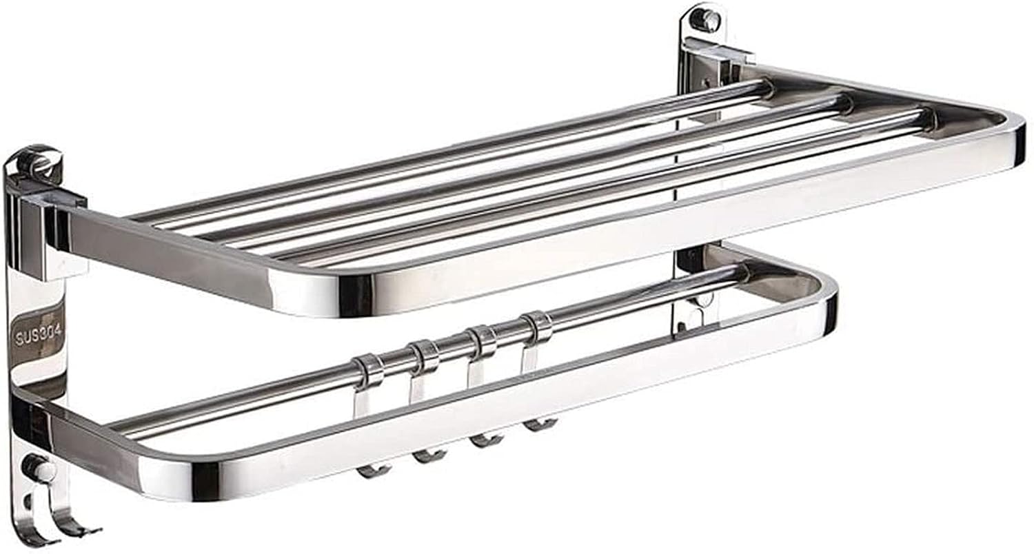 Universal Bathroom Shelf Suction Cup Towel Bar Rack Bracket Rack Storage Rack Double Towel Bar Bathroom Wall Mount Towel Bar Stainless Steel Chrome Polished Hotel Bathroo