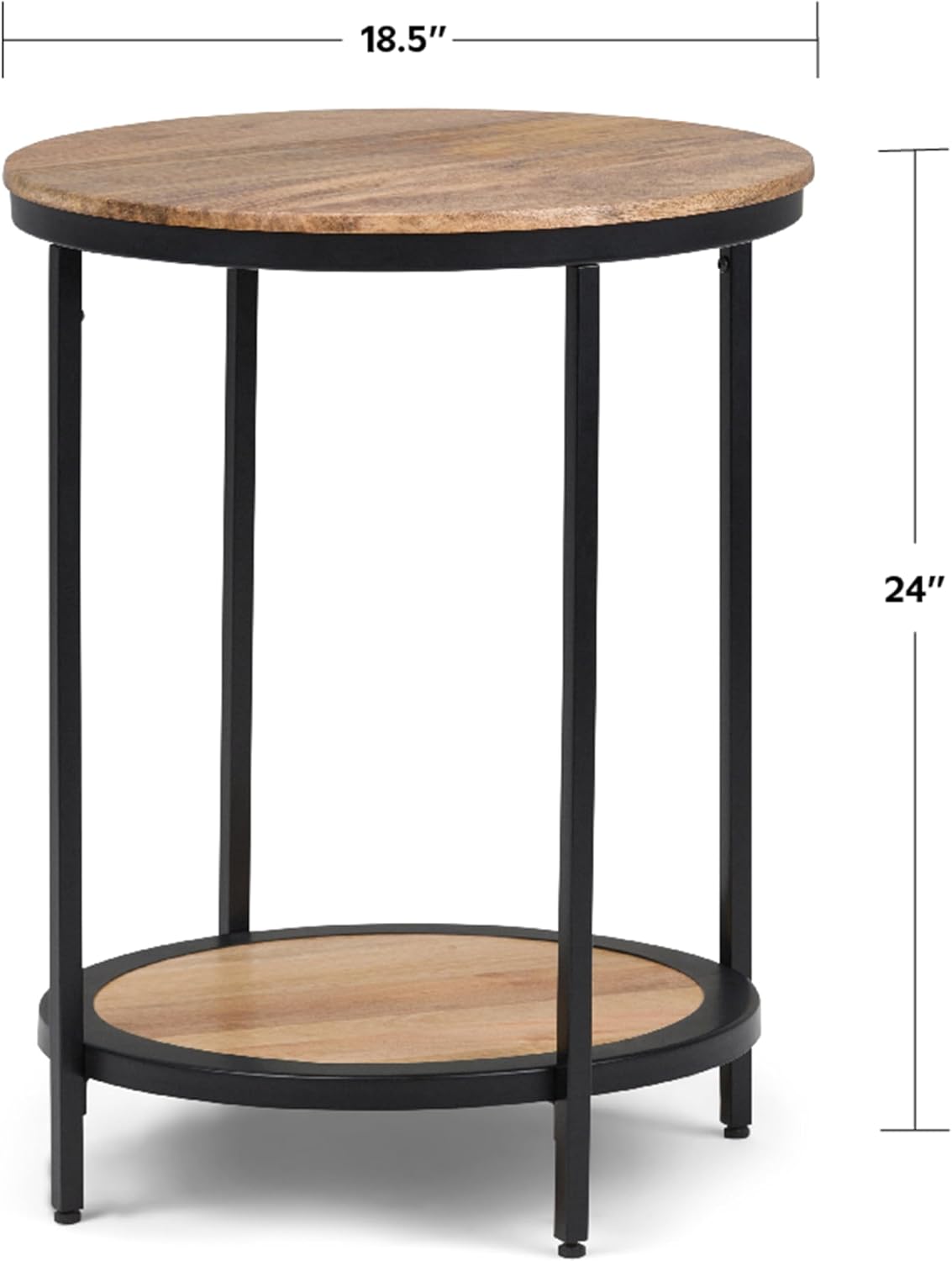 SIMPLIHOME Jenna Metal Side Table - 18 inch Wide Solid Metal Round Accent Table in Natural, Industrial End Table or Small Drink Table for Living Room, Bedroom, or Office with Compact Design