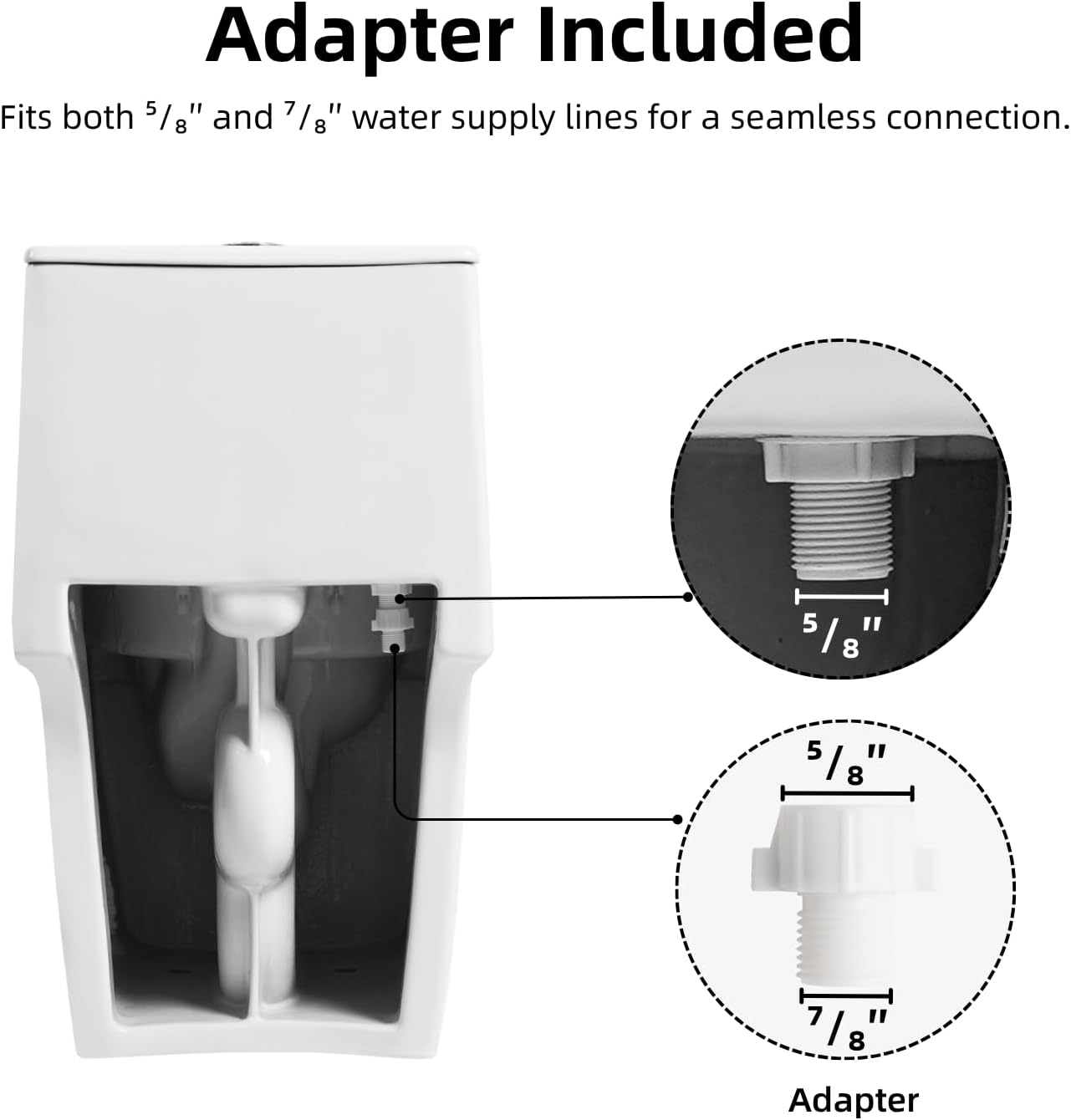 17.3' Elongated One Piece Toilet with Rimless Swirl Flush, Los Flexi Modern Toilets For Bathrooms, ADA Chair Height, Dual Flush 1.0/1.28 GPF, White 17 Inch Toilet Bowl, Soft-Close Seat & 12' Rough-In