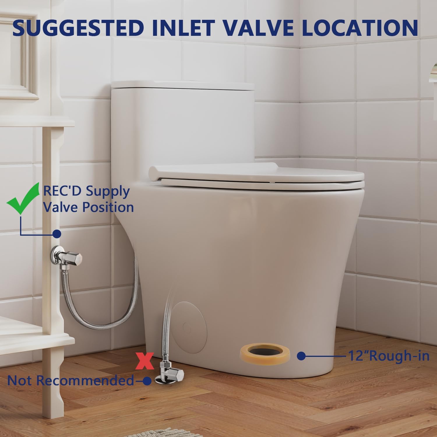 DeerValley Compact One Piece Toilet, Small Toilet for Bathroom with Comfort Wider Chair Seat, Modern Toilets Powerful Flush Tall Hight 12'' Rough-In Toilet White 23.6'D x 15.7'W x 26'H