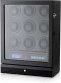 9 Watch Winder with LED Interior Light, LCD Display and 2 Watch Storage Space