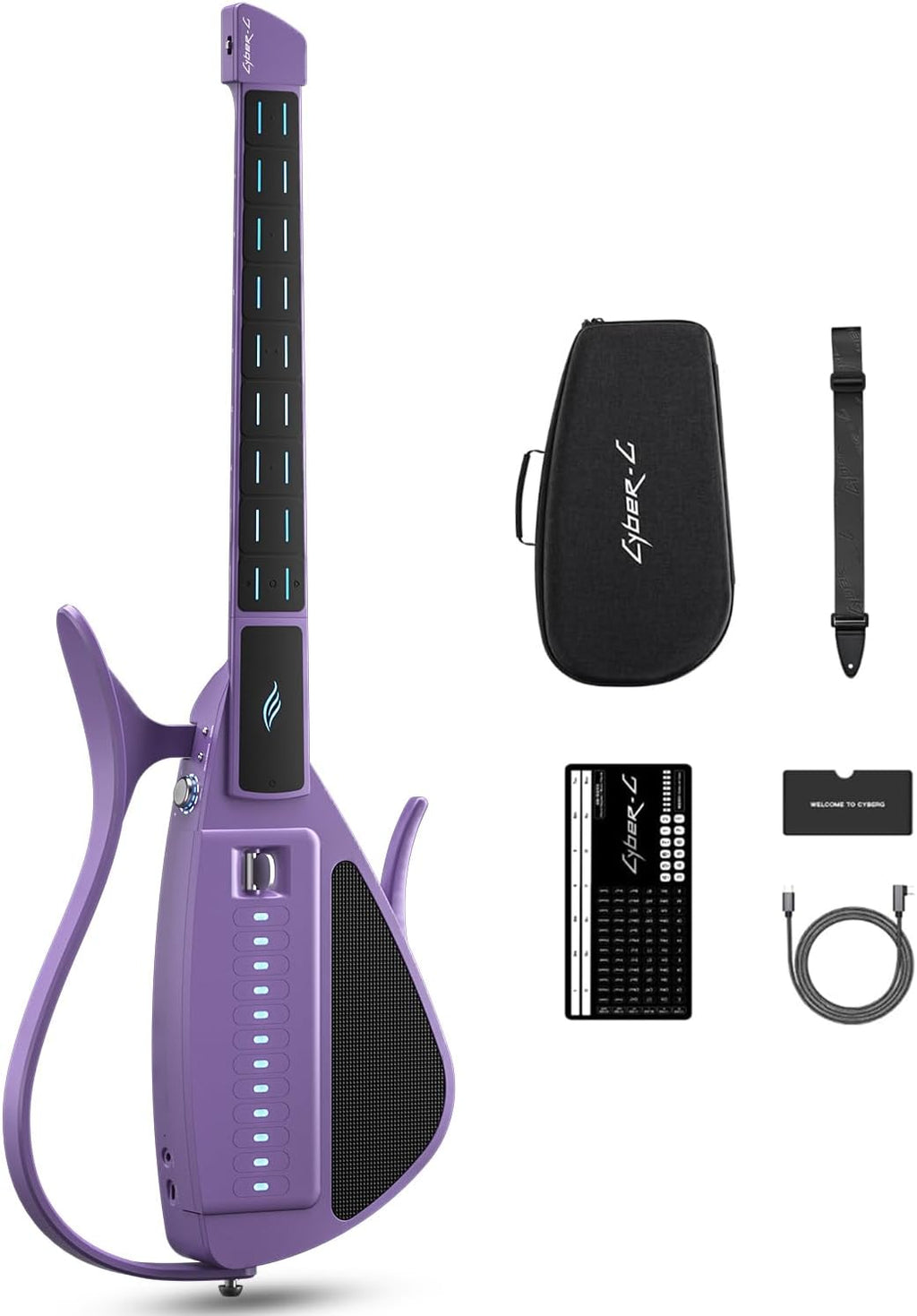 Enya CYBER-G Stringless Smart Guitar,Portable Foldable Travel Guitar with App-Controlled Chords,Hundreds of Instrument Sounds, Built-In Speaker & Drum Machine,Quick-Learn for Adults/Beginners