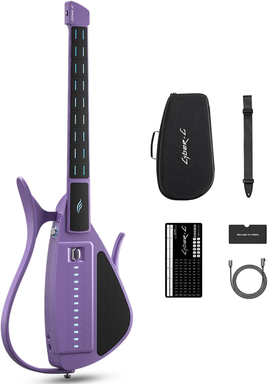 Enya CYBER-G Stringless Smart Guitar,Portable Foldable Travel Guitar with App-Controlled Chords,Hundreds of Instrument Sounds, Built-In Speaker & Drum Machine,Quick-Learn for Adults/Beginners