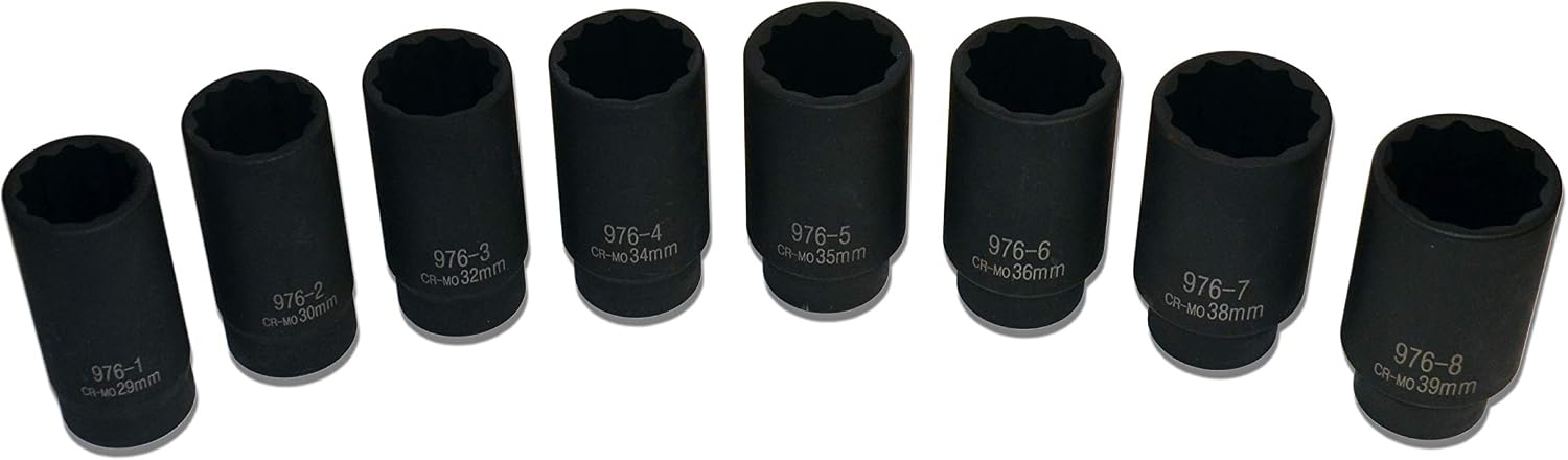 Cal-Van Tools 976 8 Piece 12 Point Axle Nut Socket Set, 1 Pack, Multi, One Size