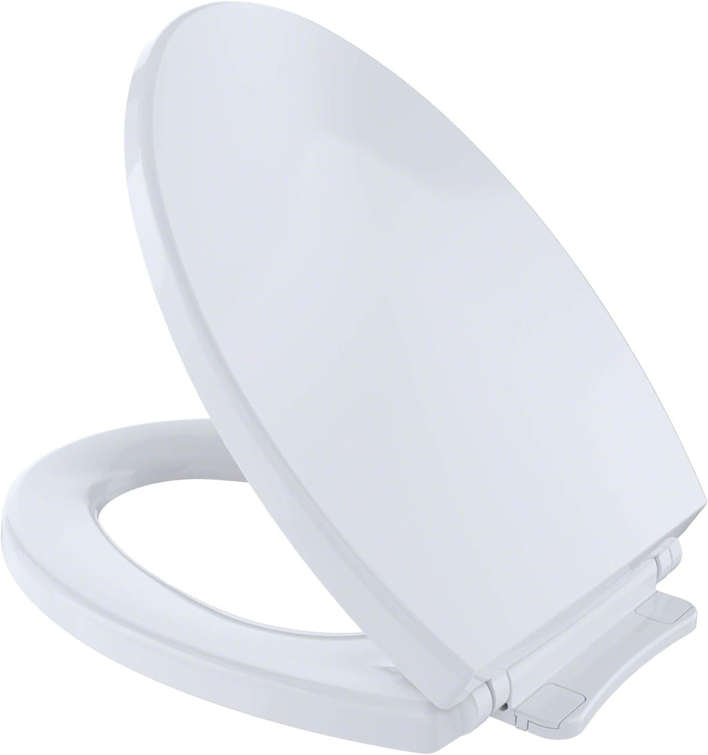 TOTO Drake Two-Piece Round 1.6 GPF Universal Height TORNADO FLUSH Toilet with CEFIONTECT & Transitional SoftClose SS114#01 Elongated Soft Close SEAT, Cotton White