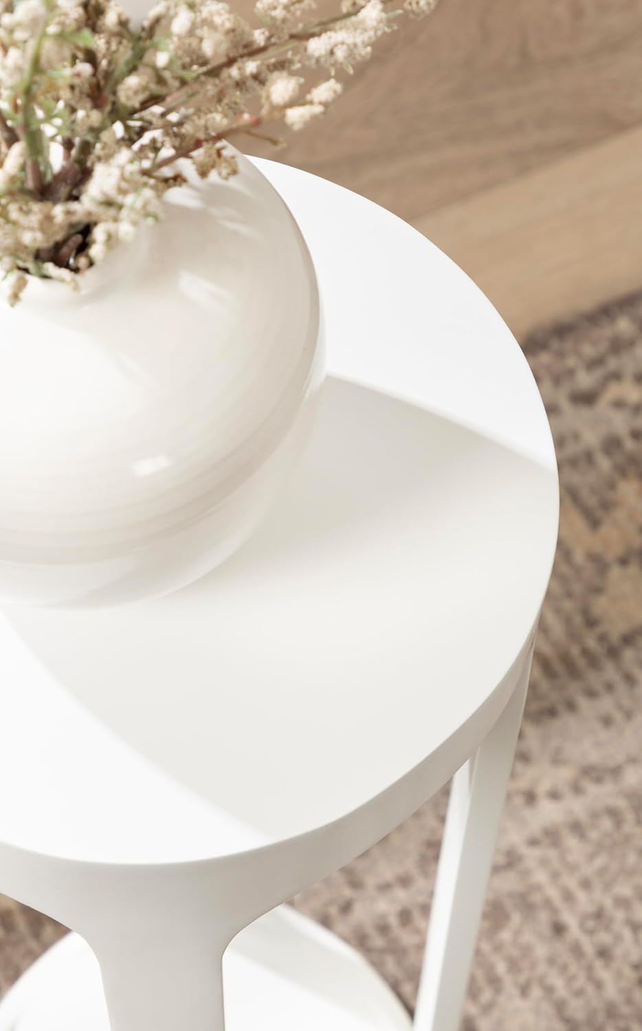 Kate and Laurel Dahl Modern Wooden Round Drink Table, 8 x 8 x 23, White, Transitional Circle Accent Pedestal Table for Living Room Plant Stand Indoors or Mini Bedroom Nightstand
