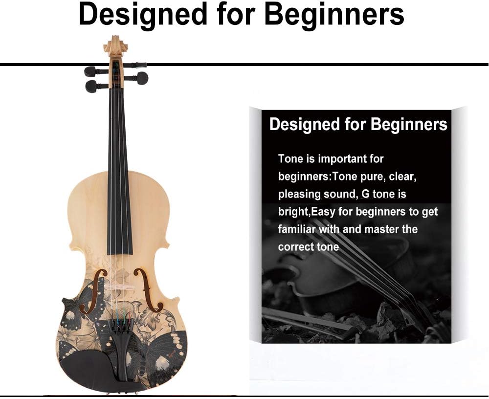 Aliyes Distinctive Artistic Violin Set Designed for Beginners/Students/adults with Hard Case,Bow,Extra Strings (4/4/Full-size)