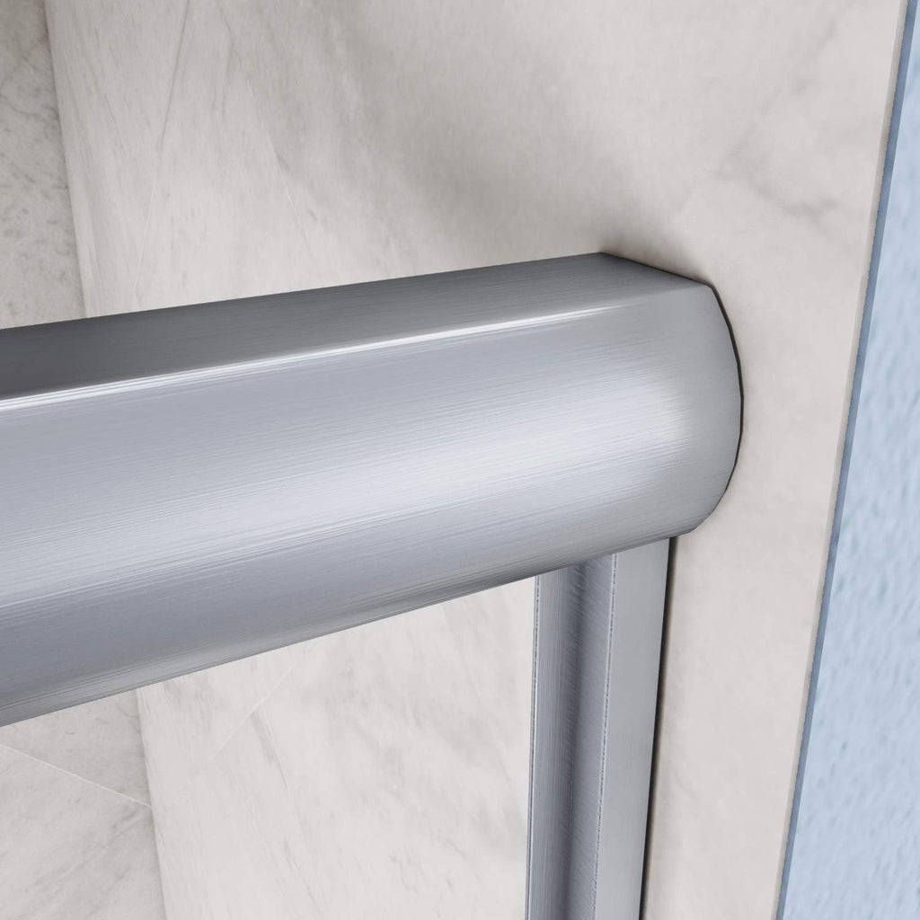 SUNNY SHOWER Bathtub Door 60' W x 57.4' H Bathtub Glass Sliding Shower Tub Door 1/4' Clear Glass, Brushed Nickel Finish