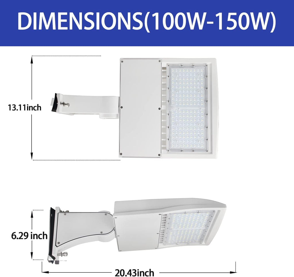 150W LED Parking Lot Light, 21000 LM 5000K White LED Shoebox Light [700W MH/HPS Equiv.] Adjustable Direct Arm Mount Outdoor Pole Court Street Lighting- 100-277V