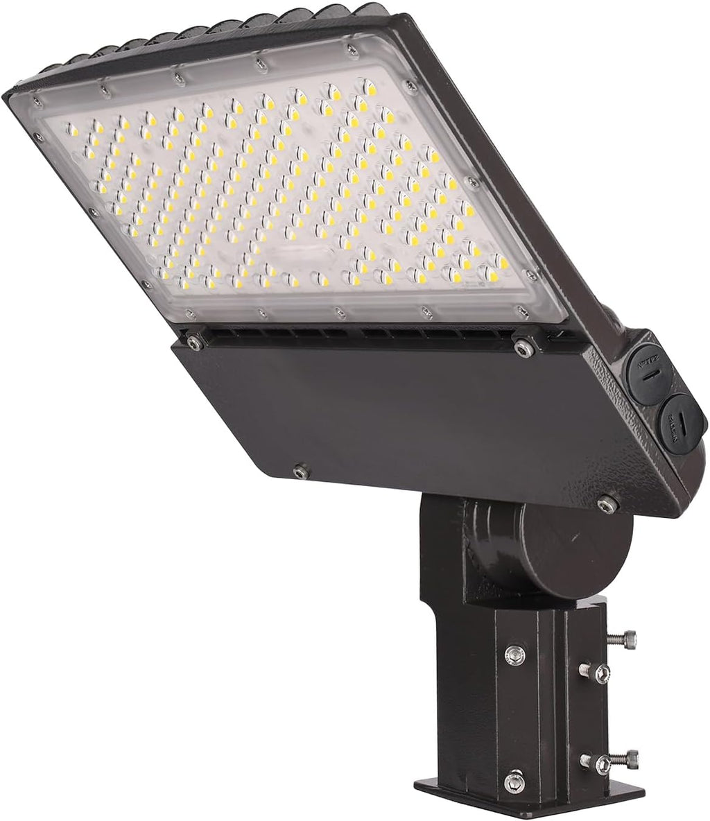 100W 120W 150W Power Switchable LED Parking Lot Light 3000K 4000K 5000K CCT Selectable Outdoor Commercial Street Area Lighting Fixtures Type 3 Bronze 100-277V (AM Slip Fitter Bracket)