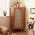 Retro Corner Cabinet, Small Corner Shelf for Living Room, Multifunctional Side Table, Storage Cabinet with Doors for Kitchen, Bathroom(Brown)