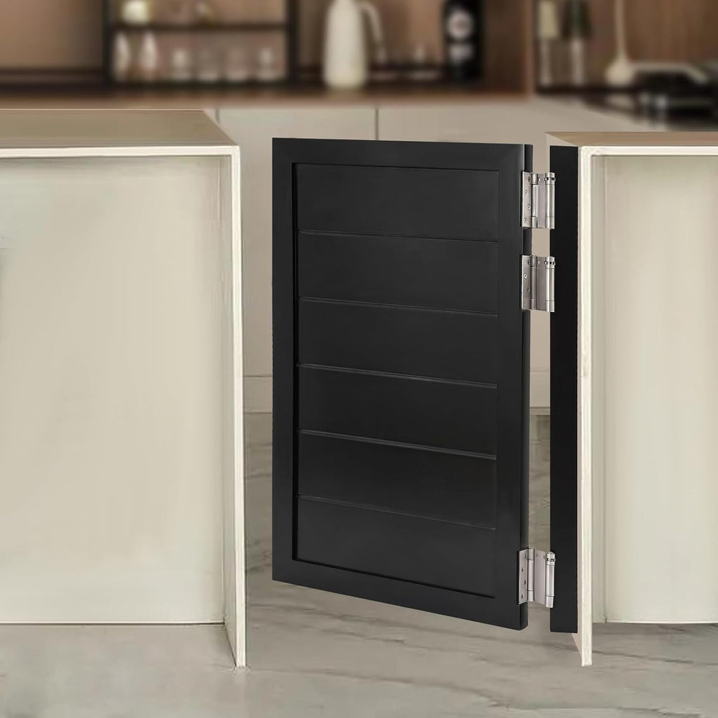 Swinging Doors Cafe Doors with 3 Hinges,Wood Swing Door Interior Saloon Half Partition Door for House Kitchen Shop Entrance Pub Porch(23.6x35.4in-Black)
