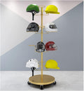 Standing Hat Display Stand - 4-Layer Mobile Metal Organizer Rack for Helmets, Baseball Caps, Wigs & Cowboy Hats, Large Capacity with Lockable Wheels(Gold)