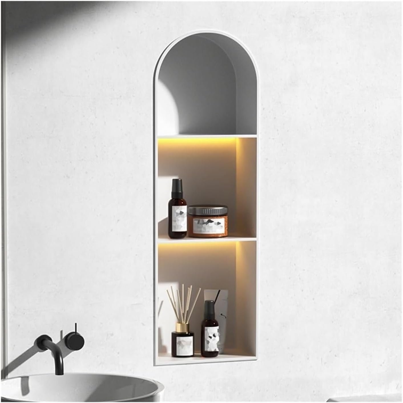Stainless Steel Shower Niche, One-Piece Recessed Storage Shelf for Shampoo Toiletries, Home Improvement Shower Storage Stand, Easy Installation,Orange,90x30x15cm