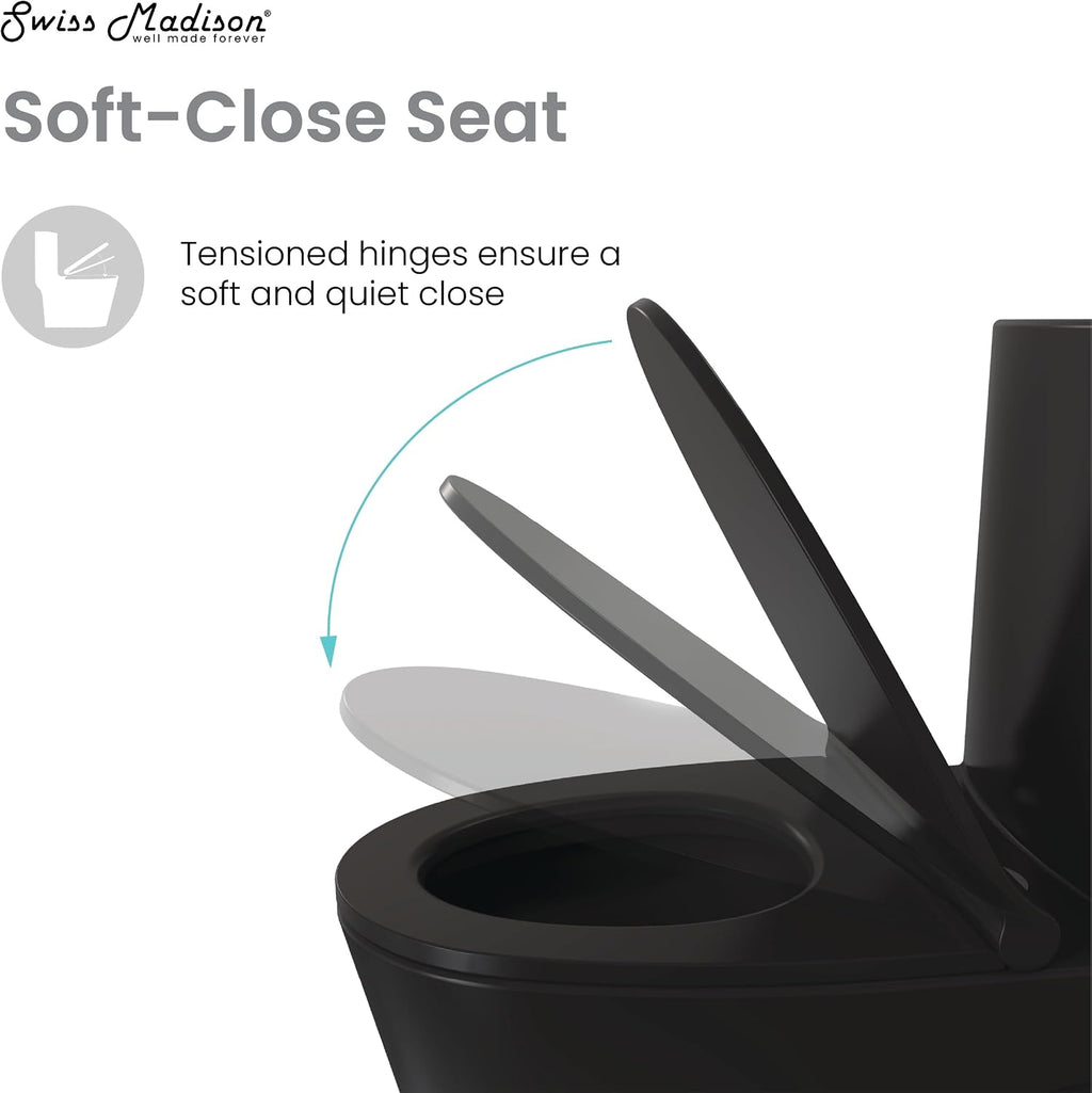 St. Tropez One-Piece Elongated Toilet Left Side Vortex Flush Handle in Matte Black 1.28 gpf