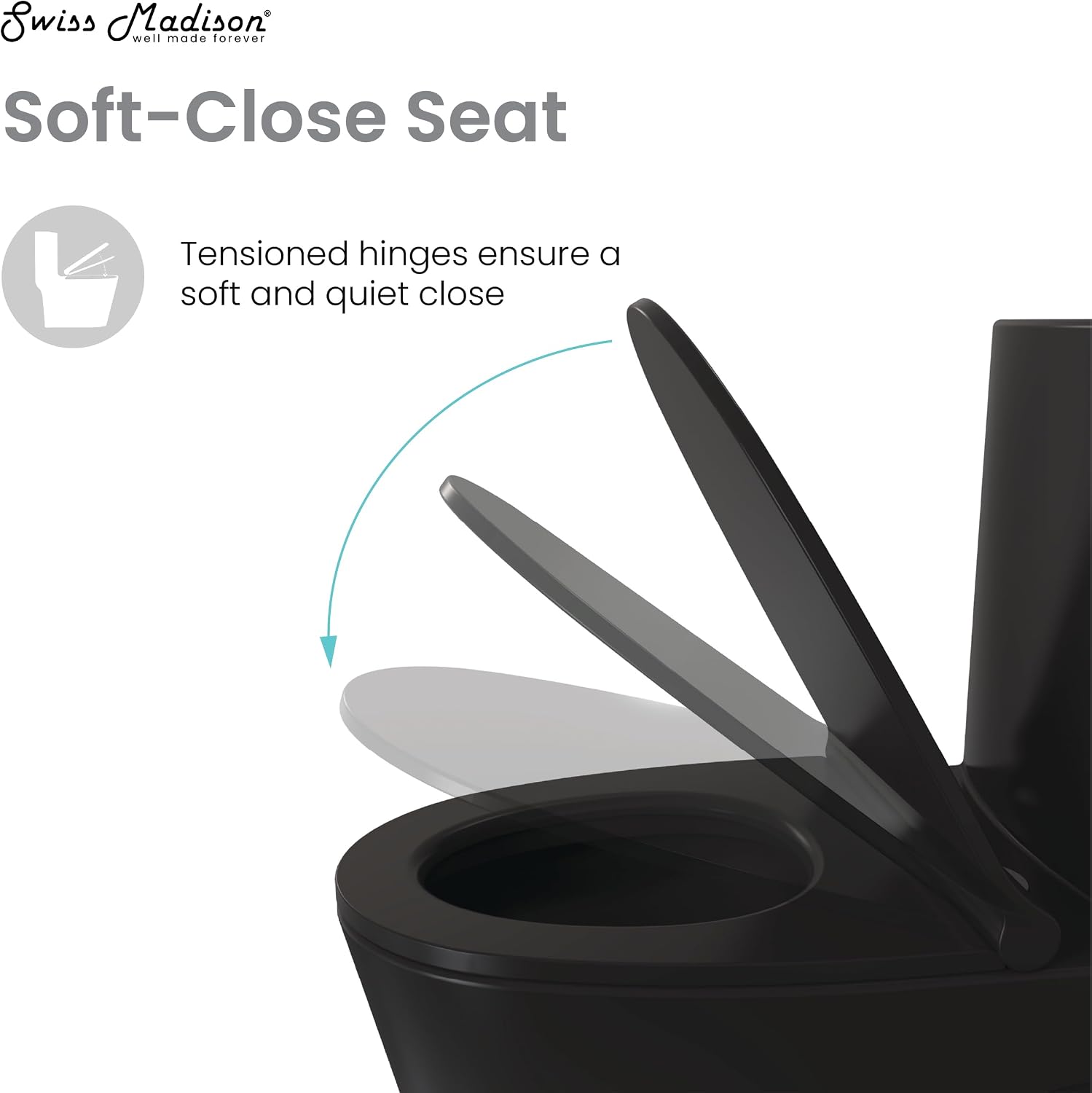 St. Tropez One-Piece Elongated Toilet Left Side Vortex Flush Handle in Matte Black 1.28 gpf