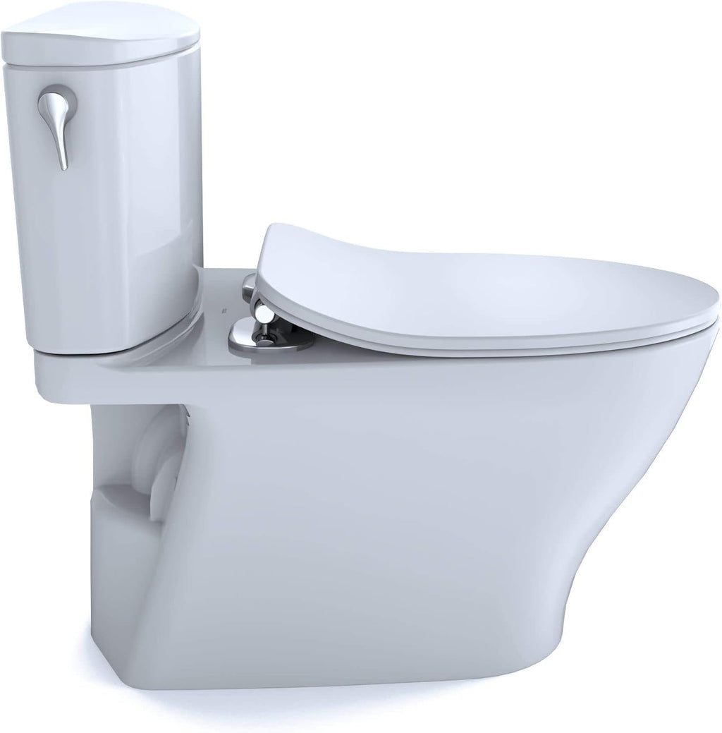 TOTO Nexus 1G Two-Piece Elongated 1.0 GPF Universal Height Toilet with CEFIONTECT and SS234 SoftClose Seat, WASHLET+ Ready, Cotton White - MS442234CUFG#01