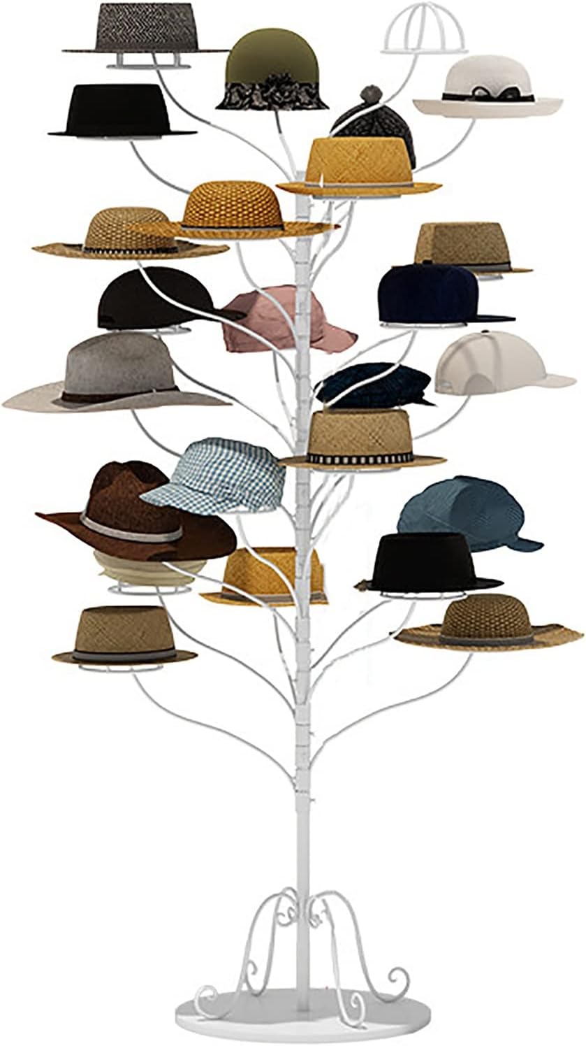 Hat Display Stand Large Capacity Standing Hat Rack Organizer Holder for Cowboy Hats/Baseball Caps/Wigs, Modern Muti-Tier Hats Tree Stand, Home Store