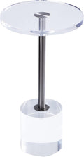 Artmaze Clear Acrylic End Table,Side Table,Brushed Silver Metal,Round,for Office, Living Room and Bedroom,Easy Assembly,12x12 inch，21.3 inch high
