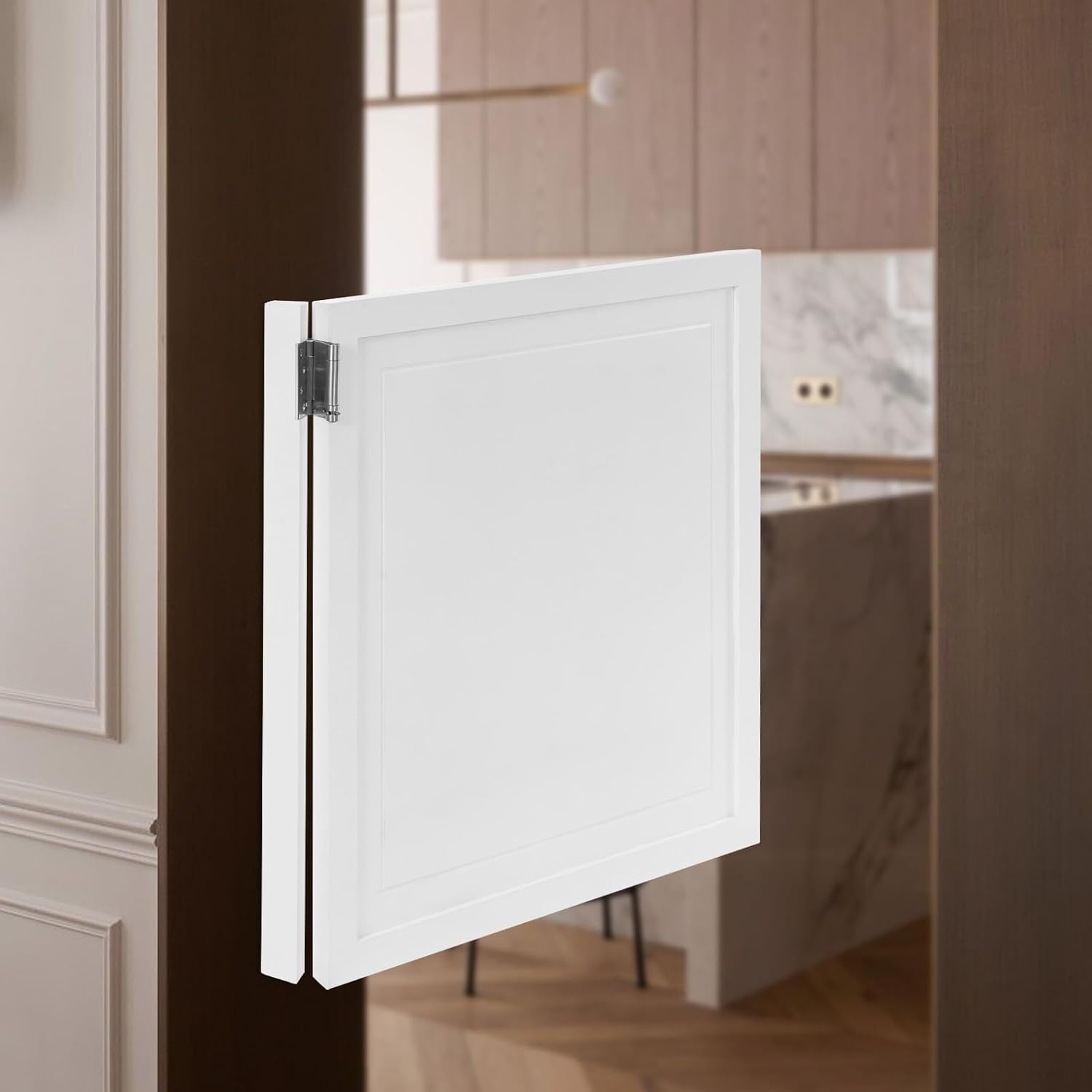 Swinging Doors Cafe Doors with 3 Hinges,Wood Swing Door Interior Saloon Half Partition Door for House Kitchen Shop Entrance Pub Porch(35.4x35.4in-White-2)
