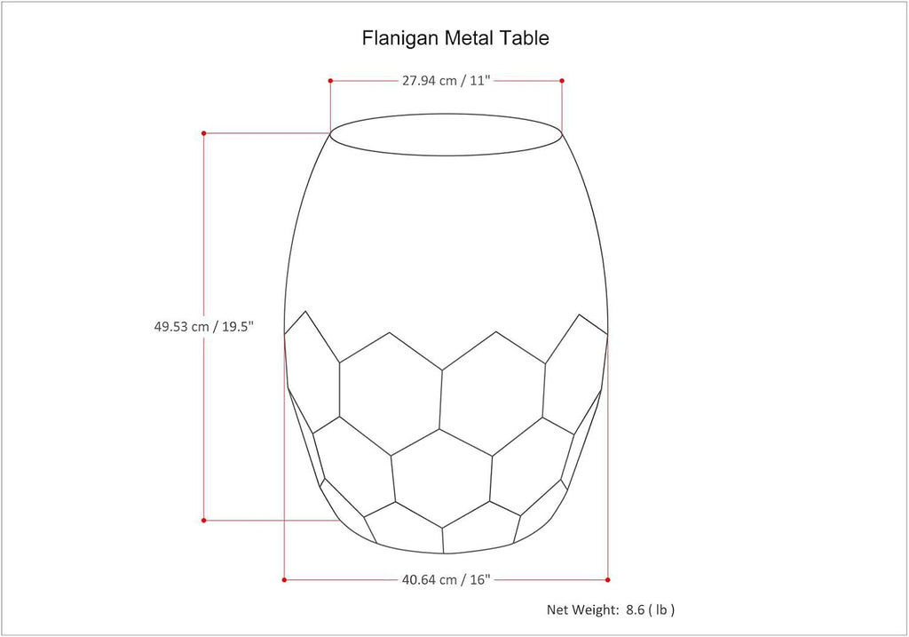 SIMPLIHOME Flanigan Metal Accent Table - 16 inch Wide Solid Metal Round Drum Side Table in Antique Copper, Industrial End Table or Coffee Table for Living Room with Honeycomb Design, Assembled