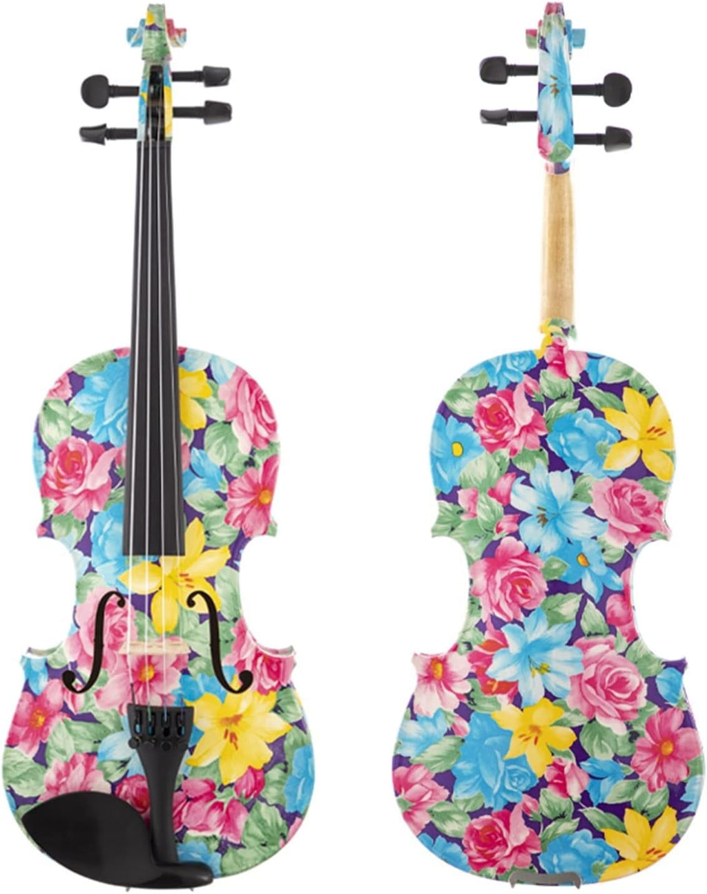 TSTS Flower Pattern 4/4 Full Size Solid Wood Acoustic Violin Musical Instruments with Case and Bow Adults Violins