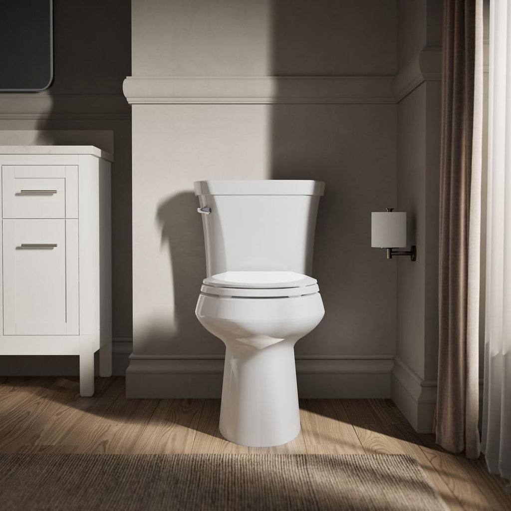 KOHLER Highline 1.0 GPF Comfort Height Two-Piece Elongated Toilet with Class Five Flush Technology and Left-Hand Trip Lever, White