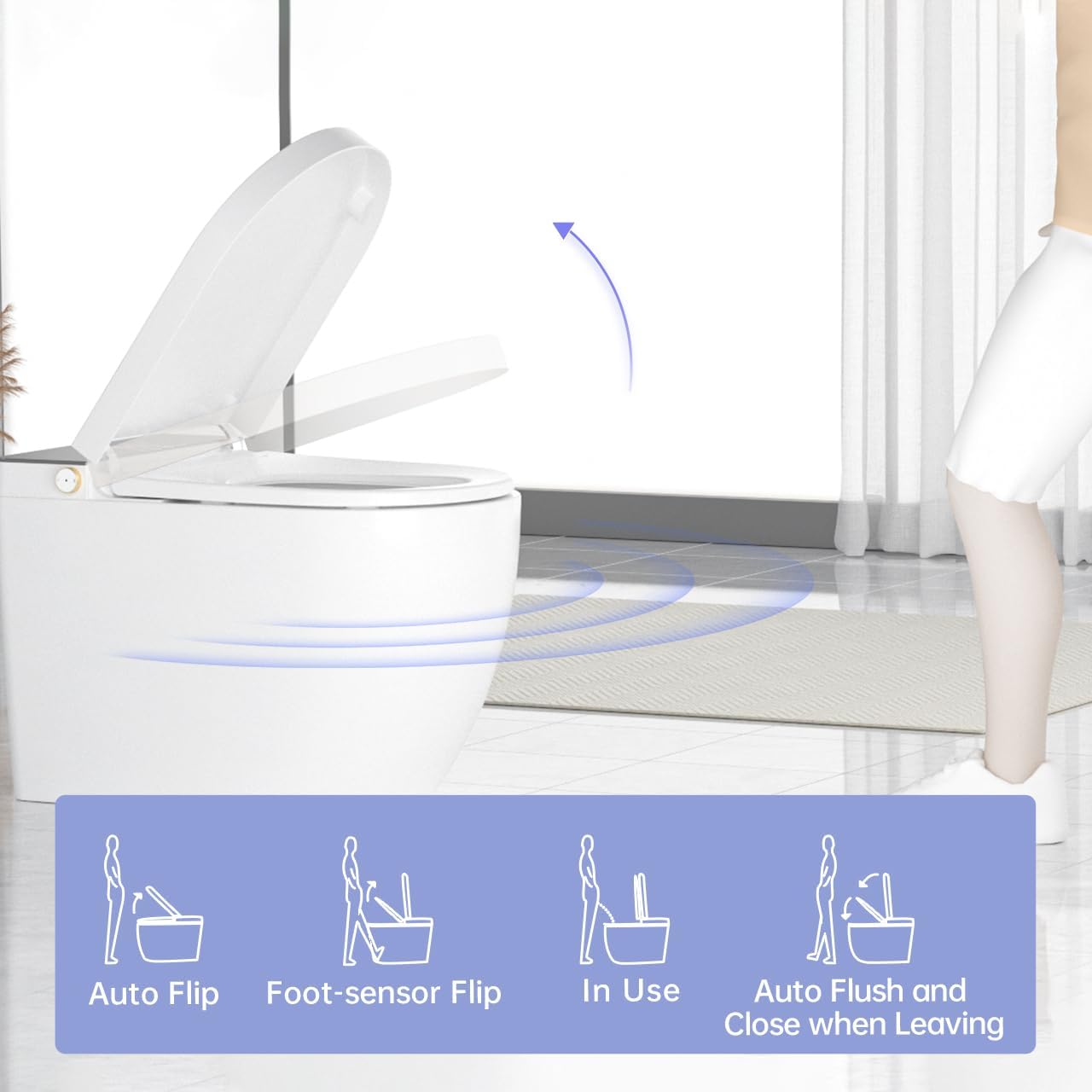 Anwick Smart Toilet with Bidet Built-In | Automatic Toilet Foot Sensor Flush | Elongated One Piece Toilet W/Foam Shield & Self-Cleaning | Bidet Toilet W/Heated Seat, Warm Water & Remote Control (1)