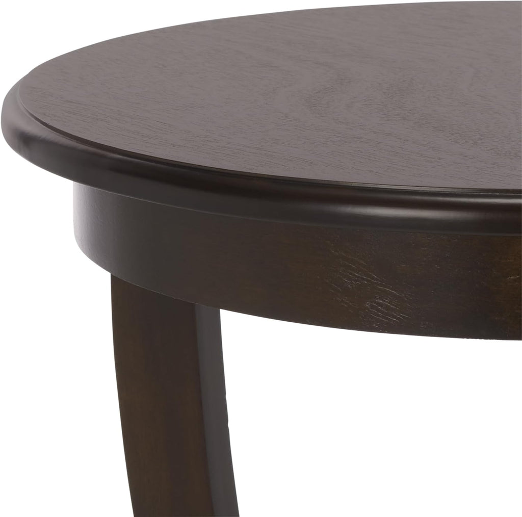 SAFAVIEH Furniture - Mary Pedestal Table - Dark Chocolate - Solid Wood - Farmhouse Pedestal Design - Ideal for Living Room, Entryway, Home Office, 18.1' W x 18.1' D x 26' H (AMH5711F)
