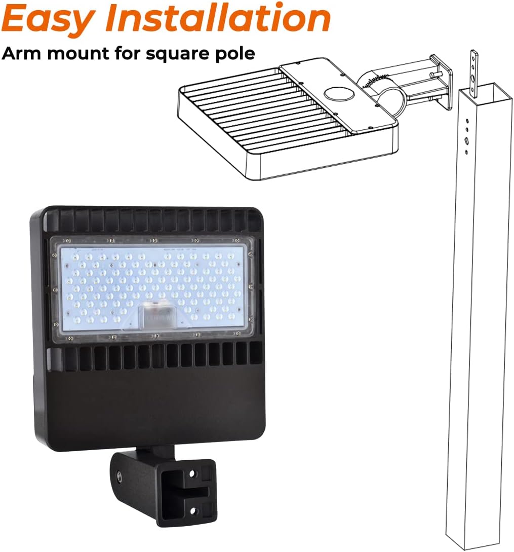 LED Parking Lot Lighting 150w - 19,500 Lumen - 130 Lumen to Watt - 5000K Bright White - Dimmable Outdoor Large Area Light - LED Shoebox Lights – Arm Mount for Square Pole – ETL & DLC Listed