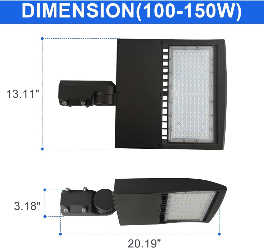 OSTEK 150W LED Parking Lot Light,21000lm (140lm/w) 5000K LED Shoebox Light-Slip Fitter Mount, Outdoor Area Street Lighting [300-450W HID/HPS Equiv.] Commercial Outdoor Lighting 100-277V,UL&DLC Listed