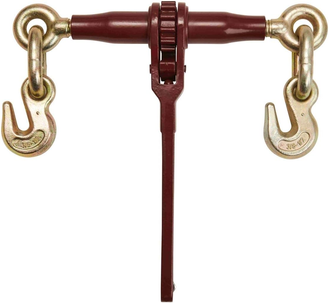 Mytee Products 4 Pack 3/8' - 1/2' Pro Heavy Duty Ratchet Load Chain Binder with with Grab Hooks - 12,000 Lbs Working Load Limit - Heavy Swaged Barrel Cold-Drawn Tubing for Increased Strength