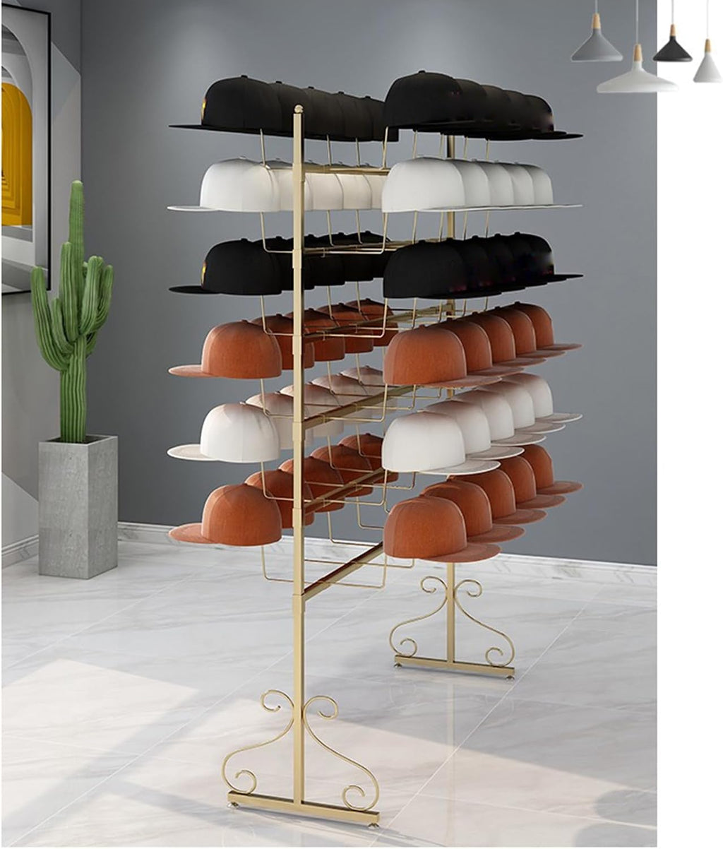 Hat Rack Display Stand Hat Organizer Rack for Baseball Caps | Metal Hat Display Stand Floor-Standing Hat Holder for Caps, Wigs & Hats
