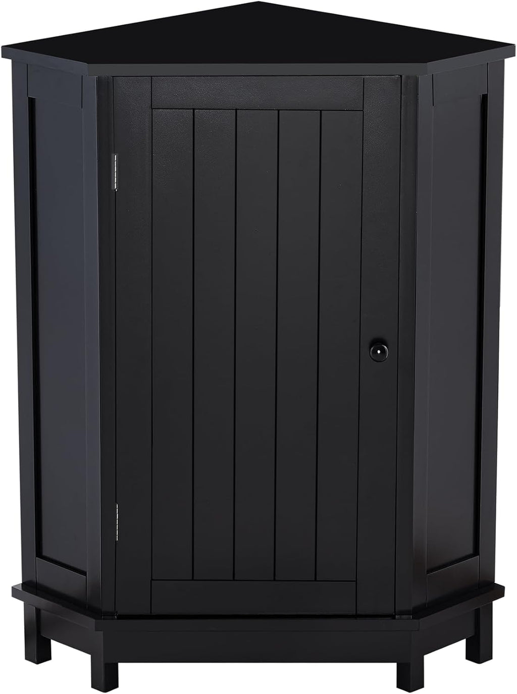 Floor Corner Cabinet with Doors and Adjustable Shelves, Freestanding Bathroom Corner Storage Cabinet for Bathroom, Living Room (1 Door, Black)