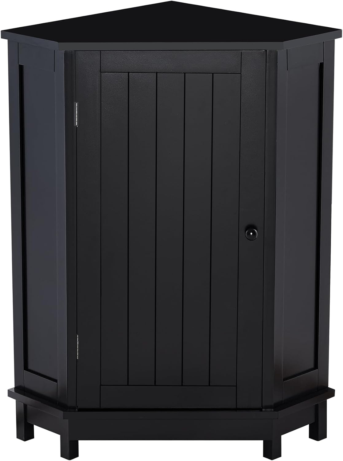 Floor Corner Cabinet with Doors and Adjustable Shelves, Freestanding Bathroom Corner Storage Cabinet for Bathroom, Living Room (1 Door, Black)