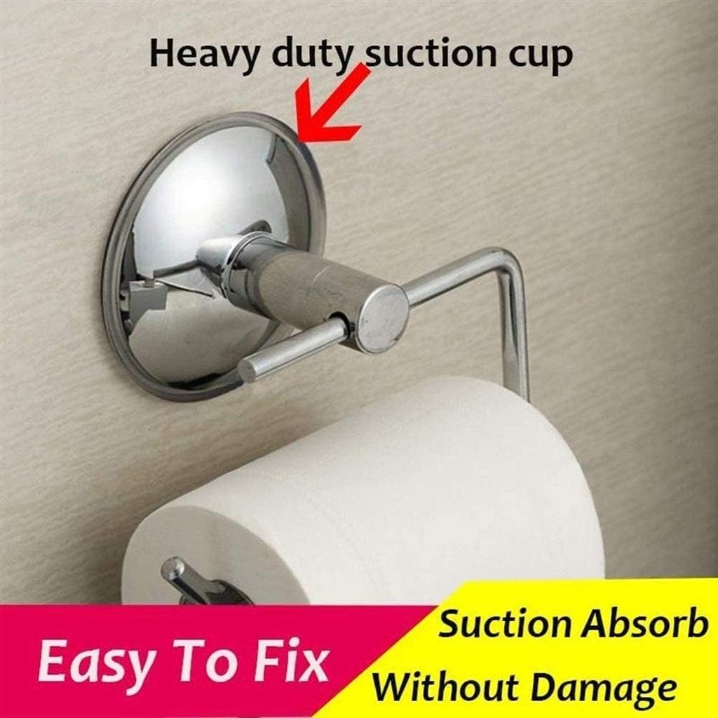 FMURY Suction Cup Paper Towel Holder Chrome Plated Stainless Steel Bar for Bathroom Kitchen