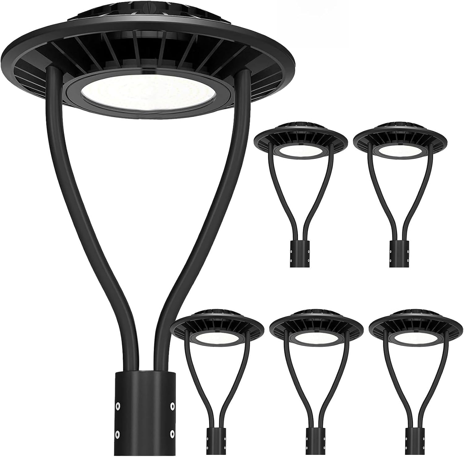 Lightdot LED Post Top Lights 150W Circular Area Light 22500Lm 5000K LED Parking Lot Light with Photocell, Outdoor Pole Lights Fixture for Garden Yard Street Lighting - 6 Pack