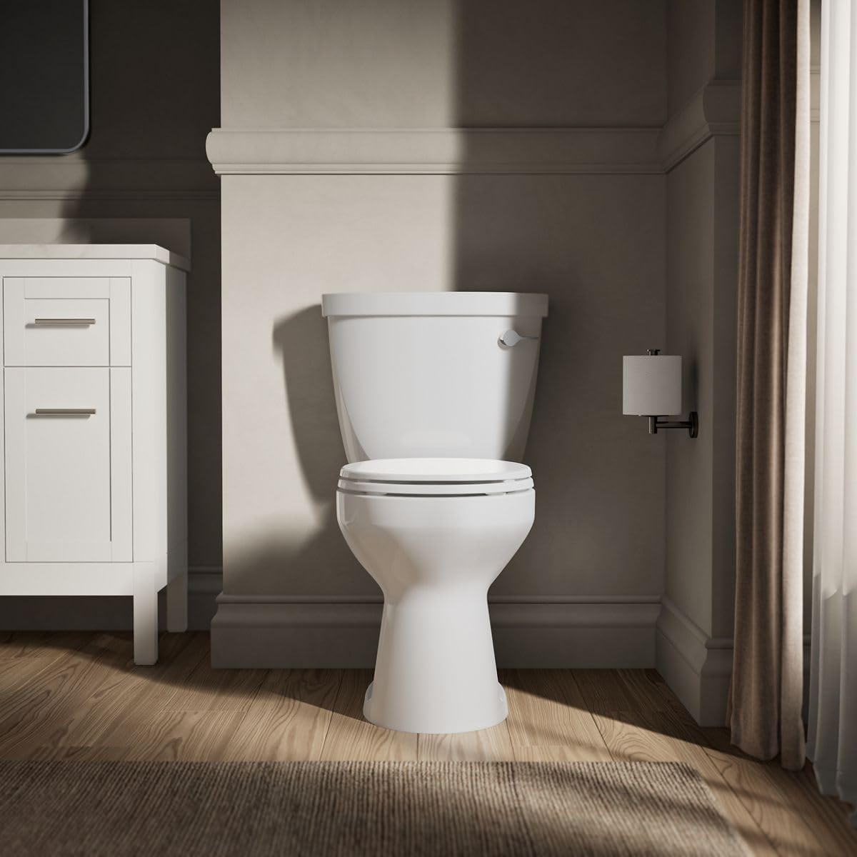 KOHLER Cimarron Comfort Height 2-piece 1.28 GPF Single Flush Round-Front Toilet in White, Seat Not Included