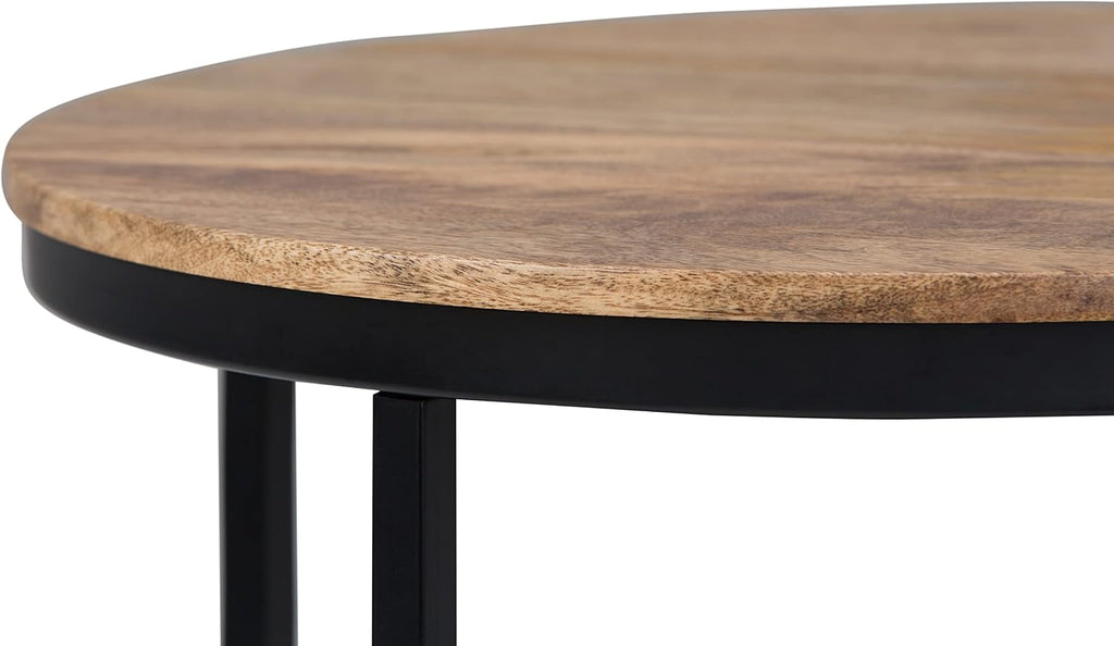 SIMPLIHOME Jenna Metal Side Table - 18 inch Wide Solid Metal Round Accent Table in Natural, Industrial End Table or Small Drink Table for Living Room, Bedroom, or Office with Compact Design