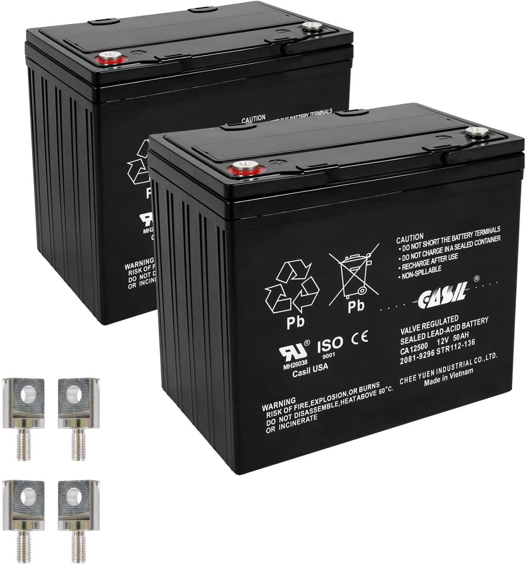 12V 50Ah SLA Battery – Group 22NF Deep Cycle – Compatible with Quantum Q6000, Jazzy 600 ES, Pride Maxima, and More – 2-Pack