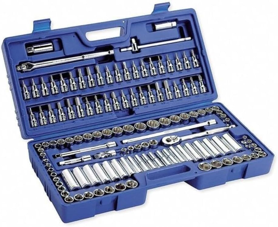 Socket Wrench Set, 3/8 in Drive Size, (25) 12-Point, (26) 6-Point, (6) 8-Point, 125-Piece - 1 Each