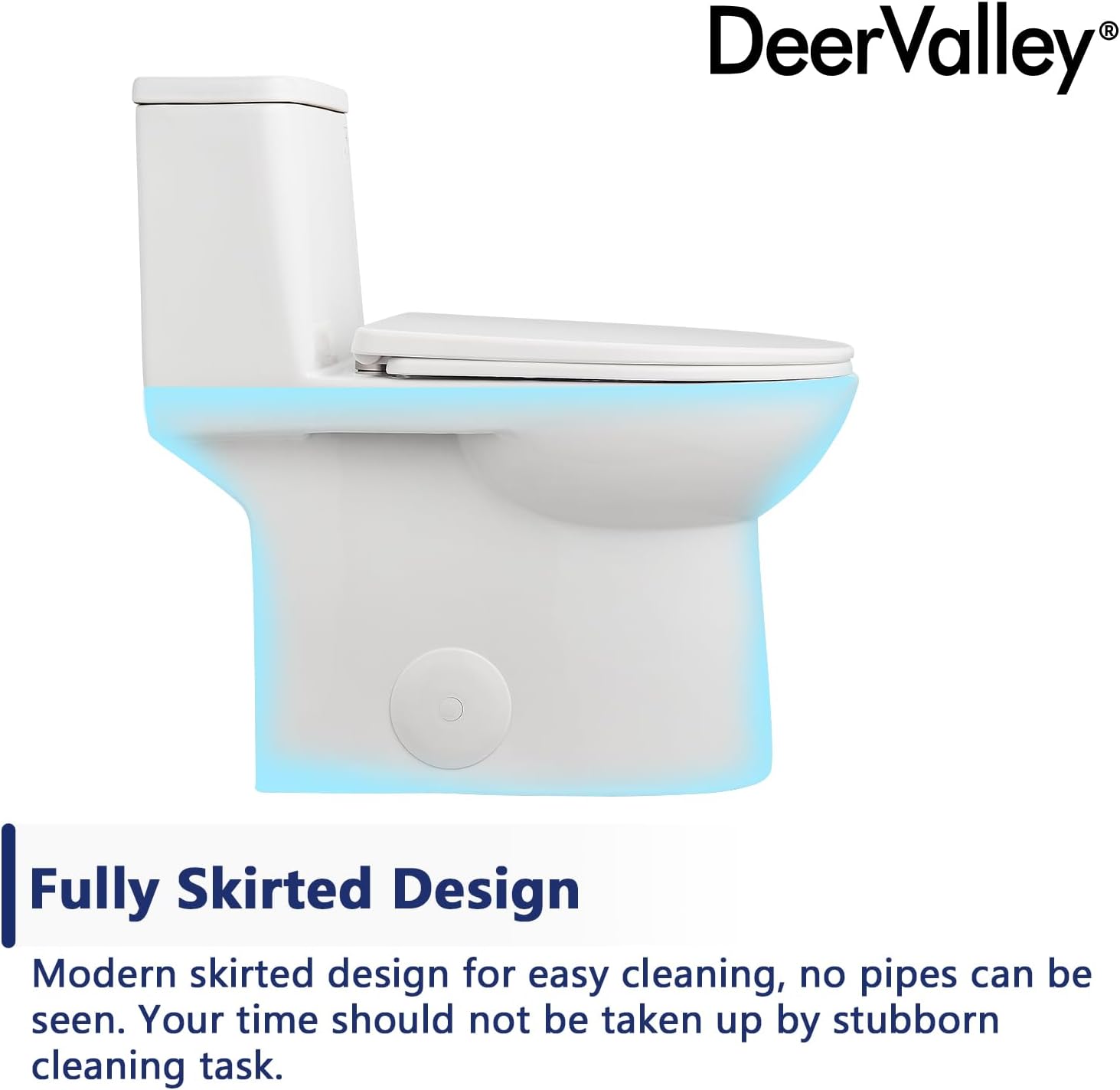 One Piece Toilet, DeerValley DV-1F52677A ADA Height 17', Dual-Flush 0.8/1.28 GPF, 12' Rough In, Elongated Soft Closing Seat Included, High Efficiency White Toilet