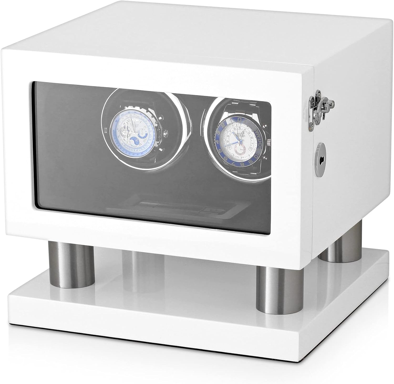 Watch Winder for 2 Watches with LED Backlight, LCD Display and Motor-Stop Option