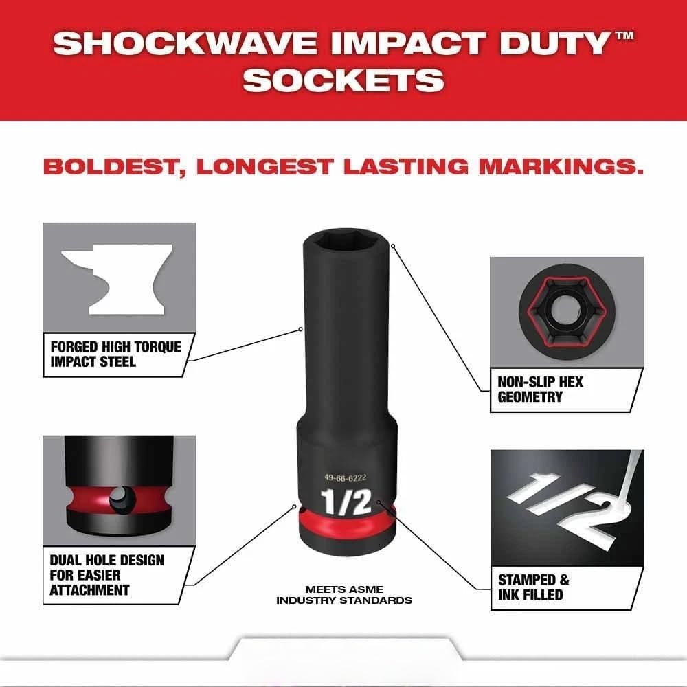 36 PC 49-66-6805 for Milwaukee 3/8' Impact Duty Socket Set w/Organizer