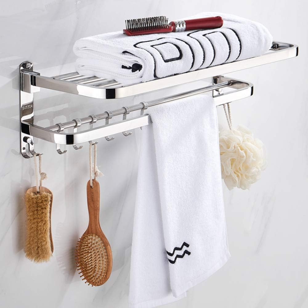 Universal Bathroom Shelf Suction Cup Towel Bar Rack Bracket Rack Storage Rack Double Towel Bar Bathroom Wall Mount Towel Bar Stainless Steel Chrome Polished Hotel Bathroo