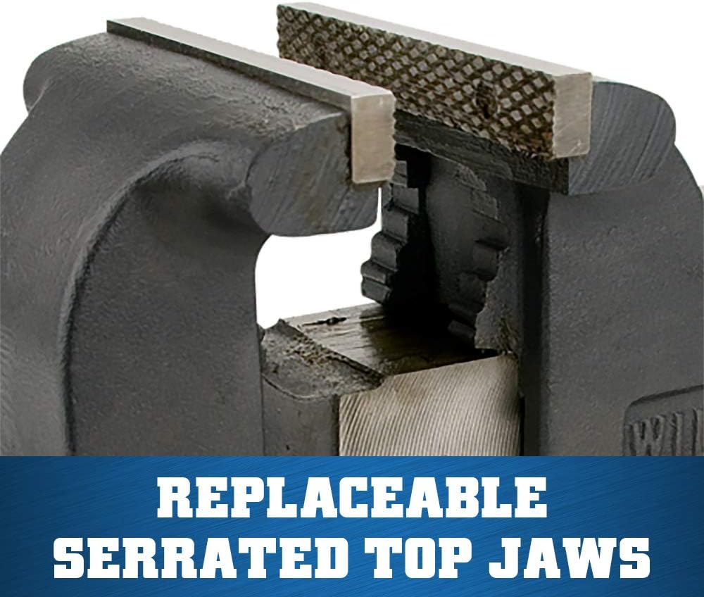 Wilton Shop Bench Vise, 8' Jaw Width, 8' Max Jaw Opening, 4' Throat (Model WS8), gray