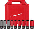 9pc 49-66-7832 Socket Set for Milwaukee Impact Duty 1/2 Drive Sae & Metric Lug Nut - Red, Gray