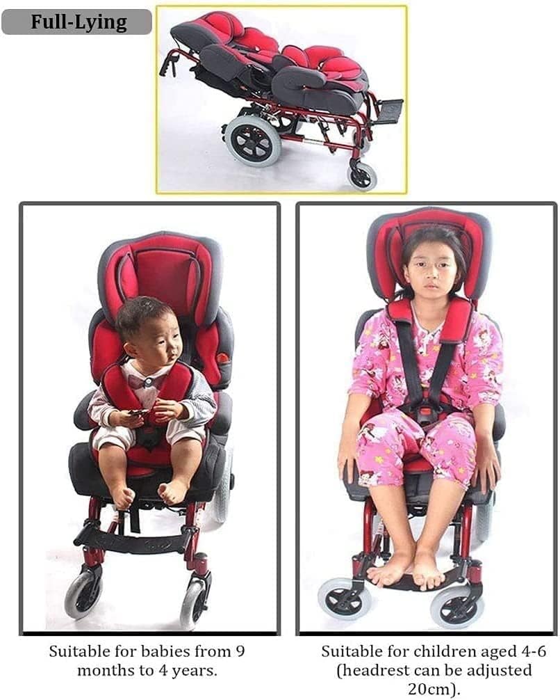 Wheelchairs,Multi-Functional Safety Handcarts with Disabilities Injuries, Folding Aluminum Alloy High-Back Cerebral Palsy Child Wheelchairs